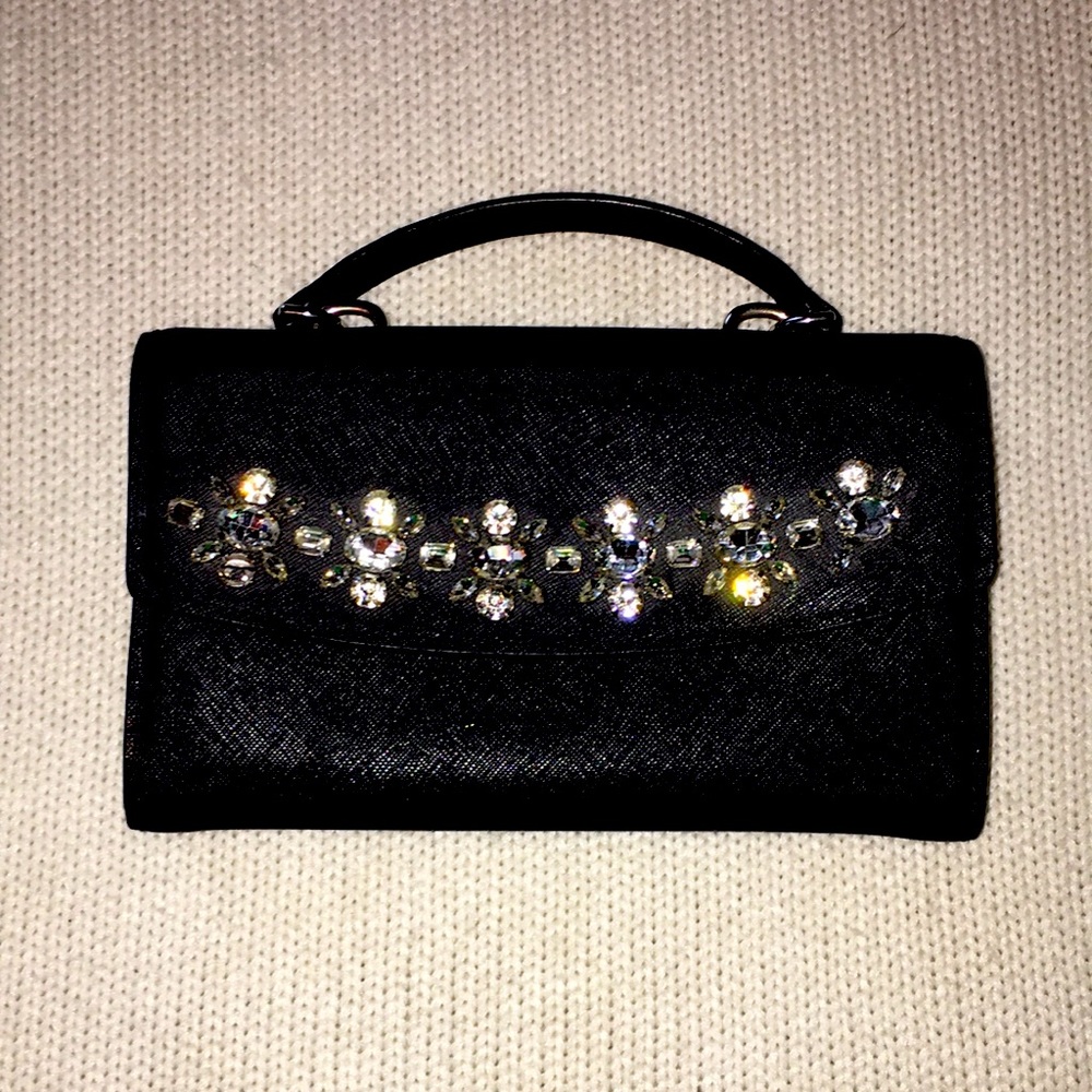 COPY - MICHAEL KORS Evening Rhinestone Black Top Handle
